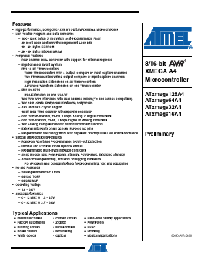 ATXMEGA128A4 Datasheet PDF Atmel Corporation