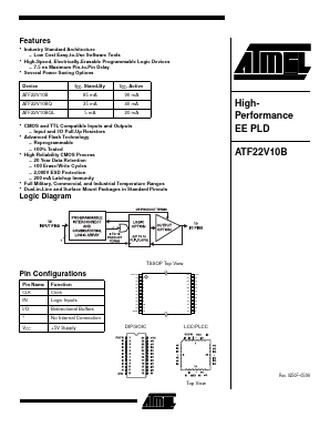 ATF22V10B-10SI Datasheet PDF Atmel Corporation