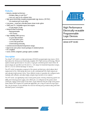 ATF16V8C Datasheet PDF Atmel Corporation