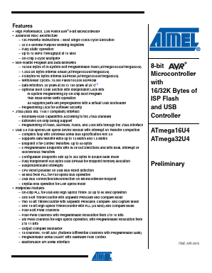 ATMEGA16U4-AU Datasheet PDF Atmel Corporation