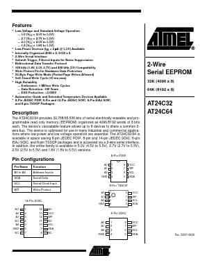 AT24C64-10SI-2.7 Datasheet PDF Atmel Corporation