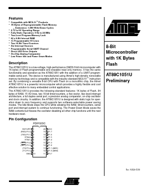 AT89C1051U-24SI Datasheet PDF Atmel Corporation