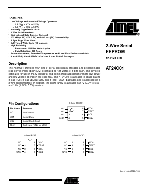 AT24C01 Datasheet PDF Atmel Corporation