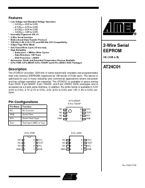 AT24C01-10SC Datasheet PDF Atmel Corporation