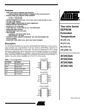 AT24C08A Datasheet PDF Atmel Corporation