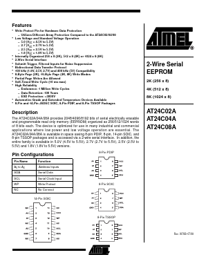 AT24C04A-10PI-1.8 Datasheet PDF Atmel Corporation
