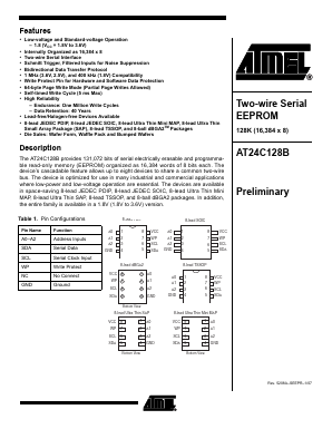 AT24C128B-W11 Datasheet PDF Atmel Corporation