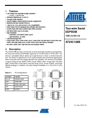 AT24C128B-PU Datasheet PDF Atmel Corporation