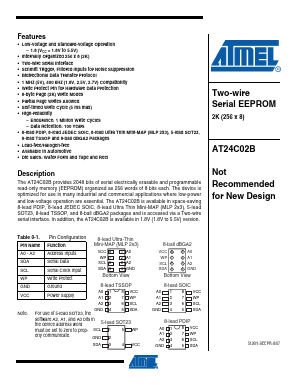 AT24C02B-W-11 Datasheet PDF Atmel Corporation