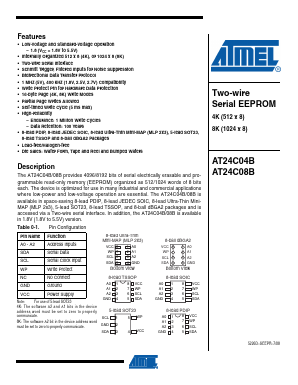 AT24C08B-TSU-T Datasheet PDF Atmel Corporation