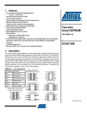 AT24C16B-W-11 Datasheet PDF Atmel Corporation