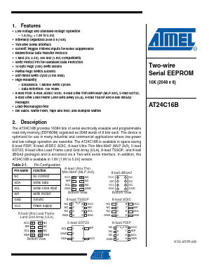 AT24C16BY6-YH-T Datasheet PDF Atmel Corporation