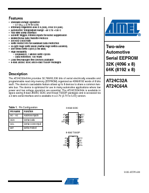 AT24C32A-10TQ-2.7 Datasheet PDF Atmel Corporation