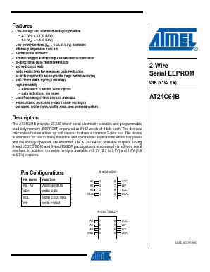 AT24C64B-W1.8-11 Datasheet PDF Atmel Corporation