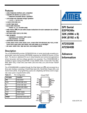 AT25640BN-SH-T Datasheet PDF Atmel Corporation