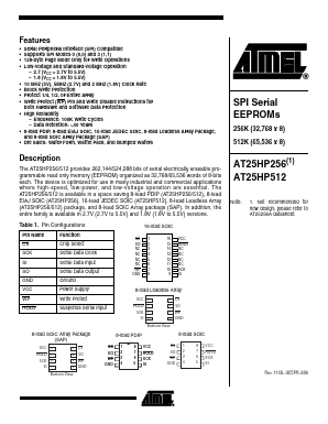 AT25HP512-10PU-2.7 Datasheet PDF Atmel Corporation