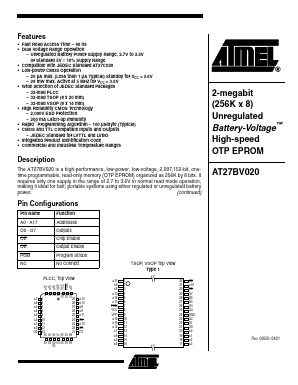 AT27BV020-90VC Datasheet PDF Atmel Corporation