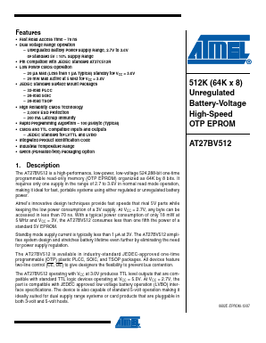 AT27BV512-70JI Datasheet PDF Atmel Corporation