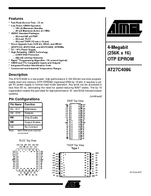AT27C4096-90VC Datasheet PDF Atmel Corporation