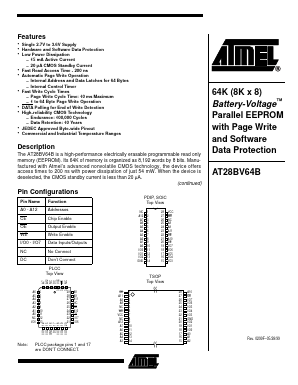AT28BV64B-20SI Datasheet PDF Atmel Corporation