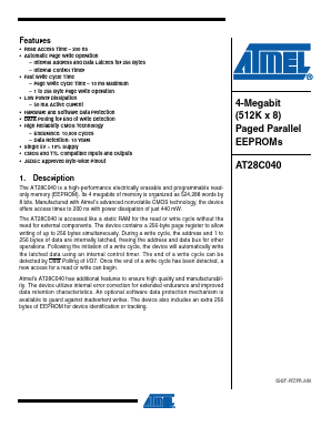 AT28C040 Datasheet PDF Atmel Corporation