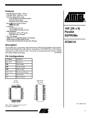 AT28C16-15JI Datasheet PDF Atmel Corporation