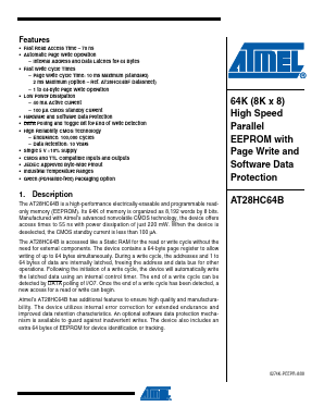 AT28HC64B Datasheet PDF Atmel Corporation