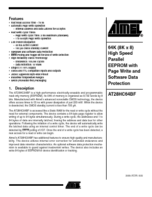AT28HC64BF-70PU Datasheet PDF Atmel Corporation