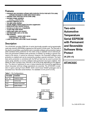 AT34C02CN-SP25-B Datasheet PDF Atmel Corporation
