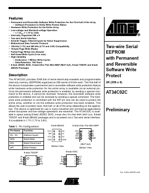 AT34C02CN-SH-T Datasheet PDF Atmel Corporation