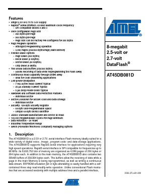 AT45DB081D-MU-SL954 Datasheet PDF Atmel Corporation