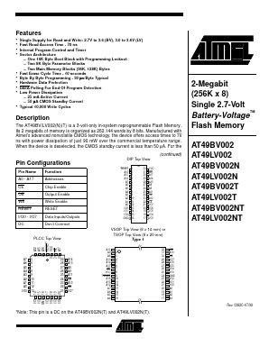 AT49BV002 Datasheet PDF Atmel Corporation