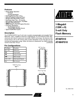 AT49F010 Datasheet PDF Atmel Corporation