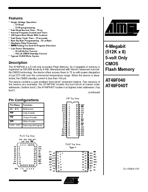 AT49F040-12 Datasheet PDF Atmel Corporation