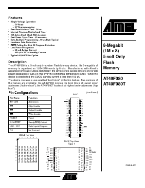 AT49F080-12TC Datasheet PDF Atmel Corporation