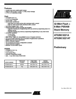 AT52BC3221A-70CI Datasheet PDF Atmel Corporation