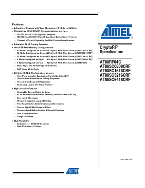 AT88SC3216CRF-MX1 Datasheet PDF Atmel Corporation