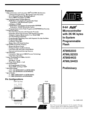 AT90S4433 Datasheet PDF Atmel Corporation