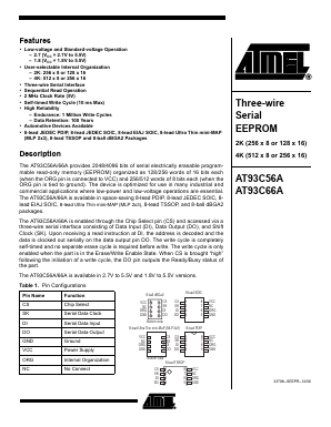 AT93C56AY6-10YH-1.8 Datasheet PDF Atmel Corporation