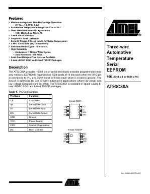 AT93C86A-10SQ-2.7 Datasheet PDF Atmel Corporation