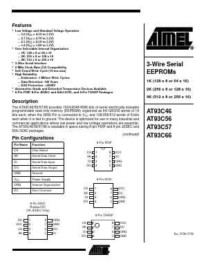 AT93C56-10PI Datasheet PDF Atmel Corporation