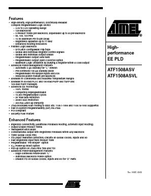 ATF1508ASV-15JI84 Datasheet PDF Atmel Corporation