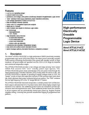 ATF22LV10CZ Datasheet PDF Atmel Corporation