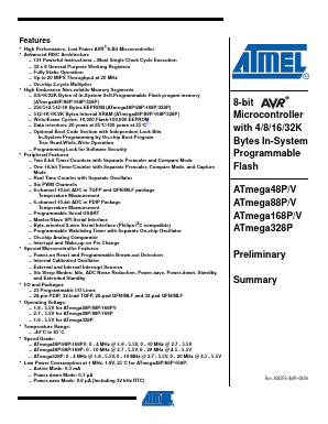ATMEGA88PV-10PU Datasheet PDF Atmel Corporation