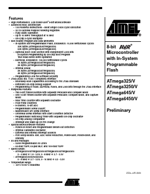 ATMEGA645-16AI Datasheet PDF Atmel Corporation