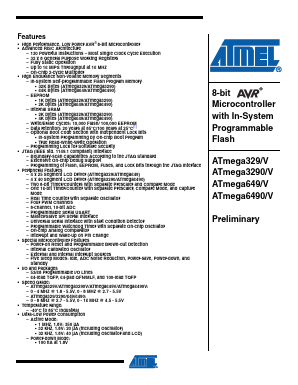 ATMEGA329V-8AU Datasheet PDF Atmel Corporation
