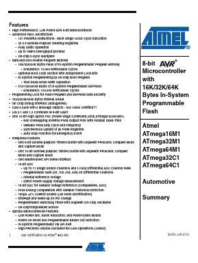 MEGA64M1-15MZ Datasheet PDF Atmel Corporation