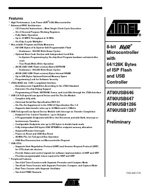 AT90USB647-16AU Datasheet PDF Atmel Corporation
