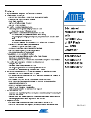 AT90USB1287 Datasheet PDF Atmel Corporation