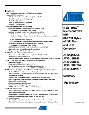 AT90USB646 Datasheet PDF Atmel Corporation